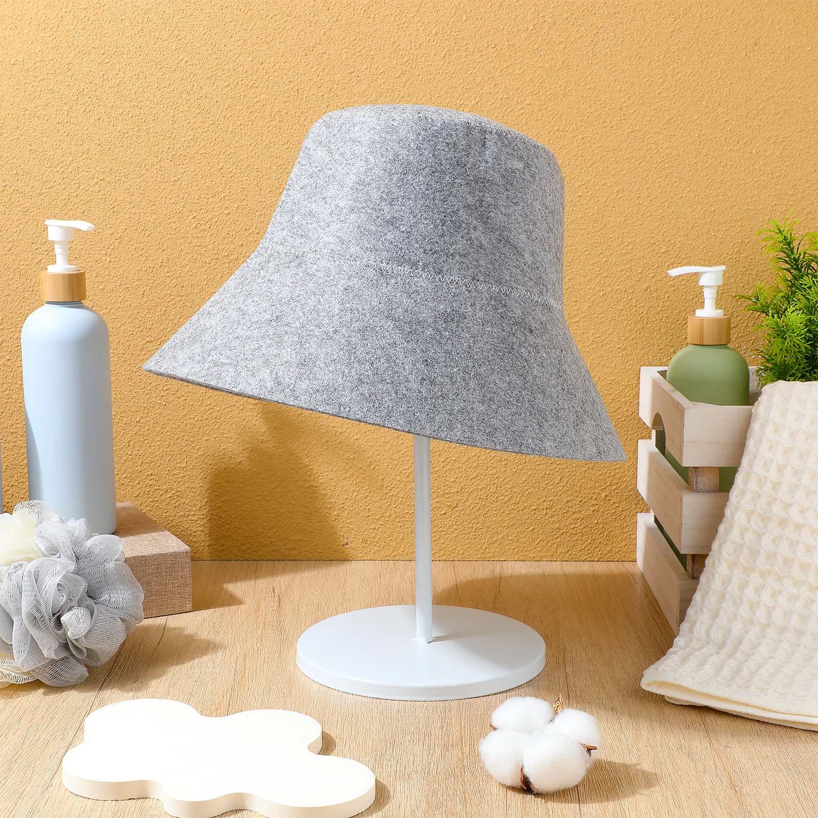 

Felt Sauna Cap 2 Pcs Set Heat Resistant Bathing Hat for Women Men Sauna Hat Felt Shower Cap Russian Style Spa Head Protection