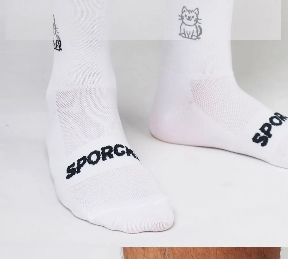Sporcks Radsocken mit Katzenmuster, Frühling und Sommer, für Herren und Damen, Rennradfahren, Sport, trendige, atmungsaktive, hochelastische, verschleißfeste Socken in mittlerer Wadenlänge, Sr-10 – Detail 6
