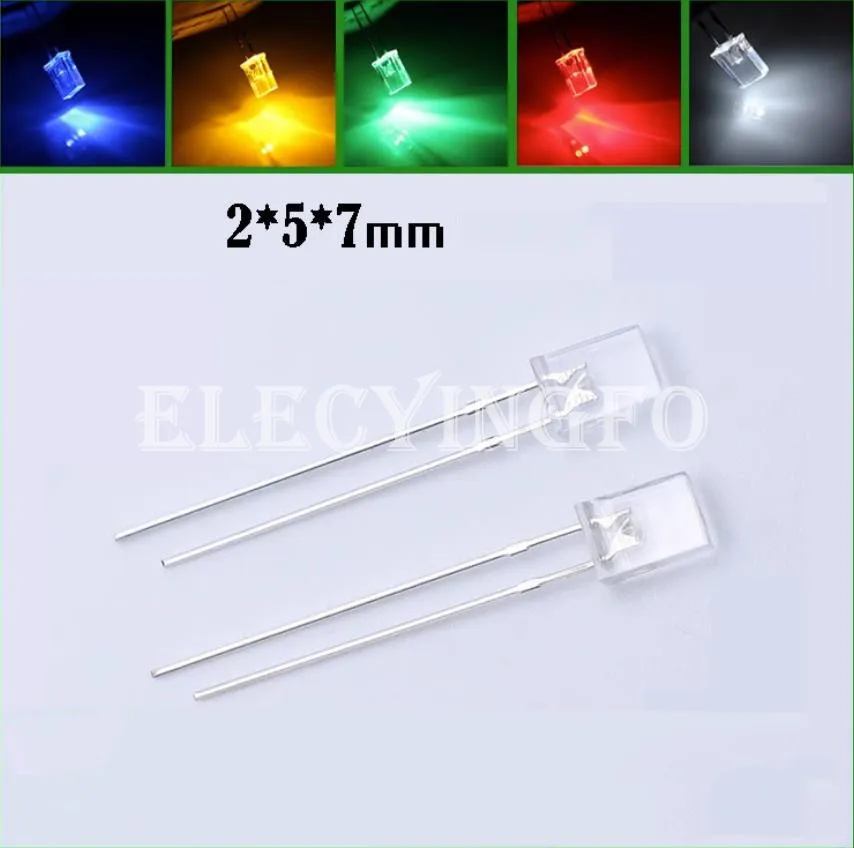 High Brightness 2*5*7/2*3*4 Square LED light-emitting diode lamp bulb 2x5x7/2x3x4 White Yellow Red Green Blue Electronic DIY Kit