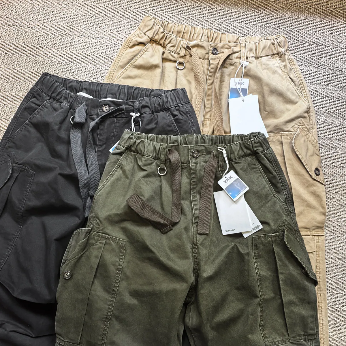 Amekaji Wear Thick Wear-Resistant Large Pocket Wash Wax Dye Casual Pants Vantage Outdoor Overalls