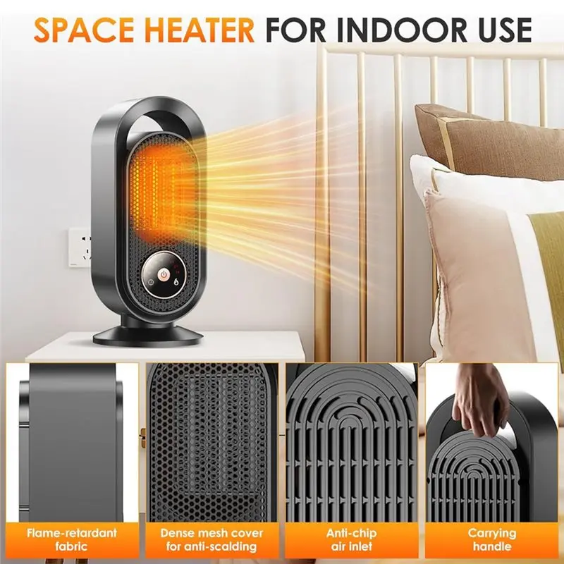B51CNEW! Portable 1500W Electric Space Heater Touch Screen For Office Bedroom- Safety Features US Compatible US Plug