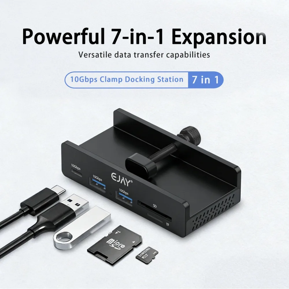 EJAY 10Gbps USB3.2 HUB Splitter Adapter Universal External Multi Clip Dock with 4K@60Hz HDMI PD 100W For iMac Macbook Desktop PC