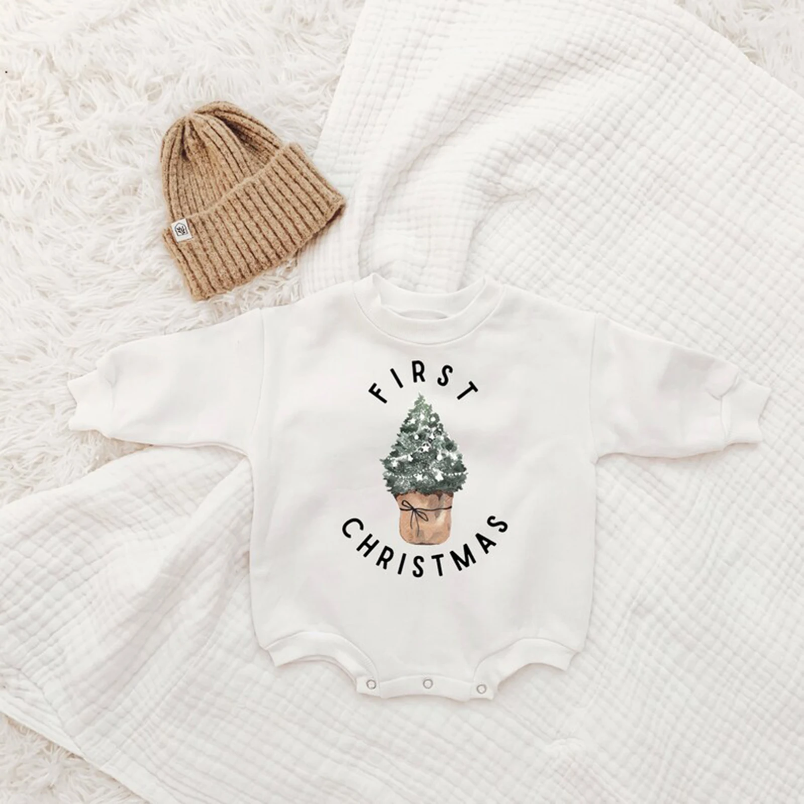 Baby Boy Girls Outfit Long Sleeve Sweatshirts Romper Jumpsuit Playsuit Pullover Bodysuits Fall Winter Child Christmas Clothes