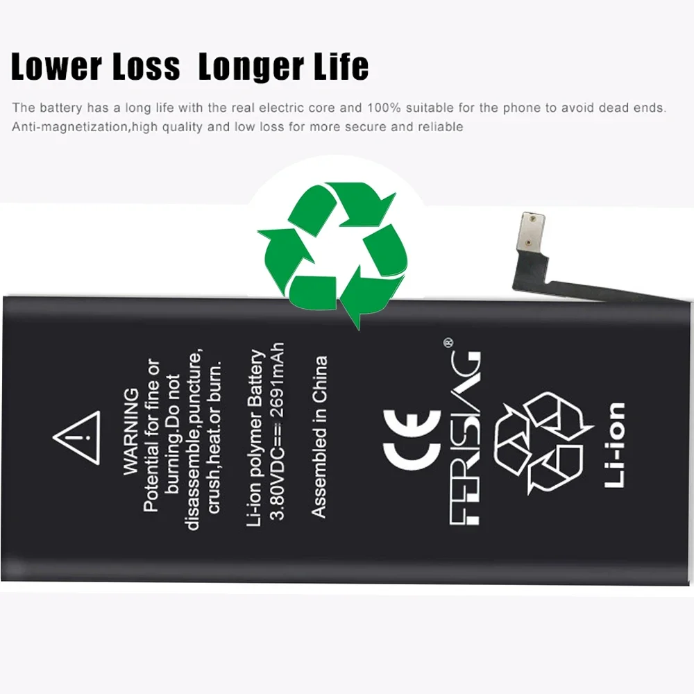 FERISING Phone Battery For iPhone X 6P 6SP 7P 8P 100% Capacity Cell Repair bateria OEM Replacement Batteries 6 7 8 PLus