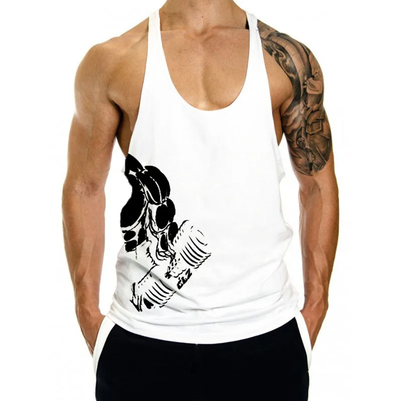 Men's Bodybuilding Fitness Muscle Sports Letter Printed Vest Tank Tops