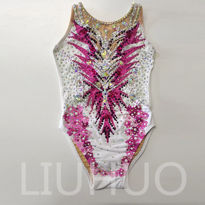 Synchronized Swimming Suit With Rhinestones Swimsuit Girls Competition Dress