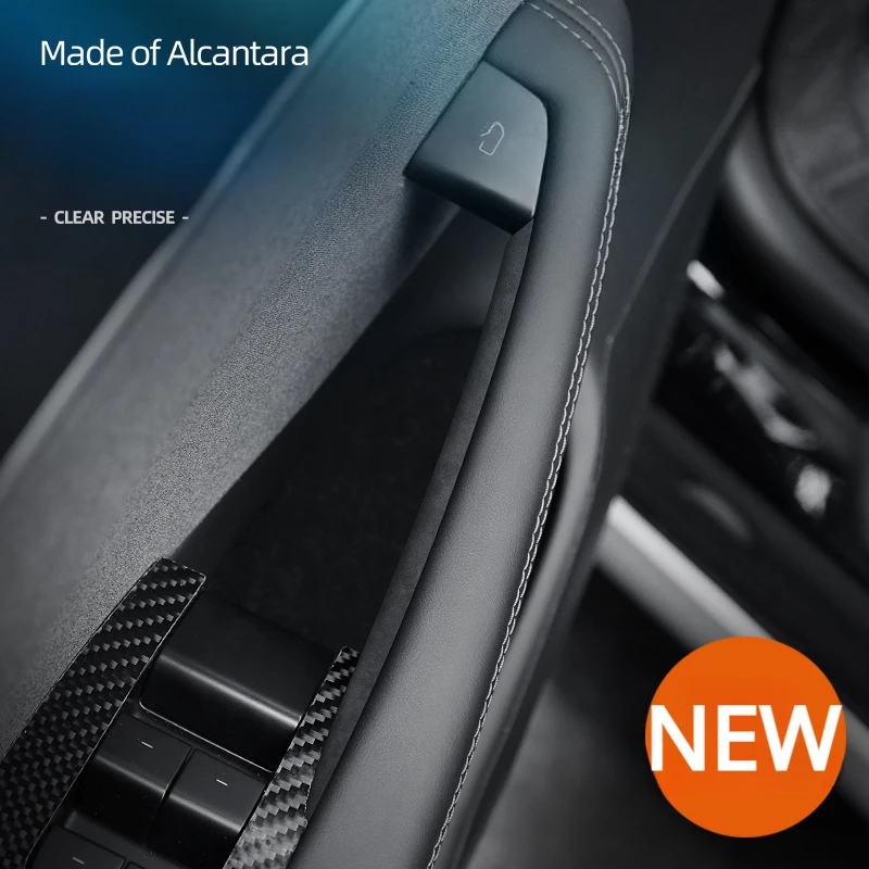 Adesivo per maniglia della porta interna dell\'auto per Tesla Model 3 + Alcantara Suede all\'interno della toppa decorativa nuovo Model3 Highland 2024