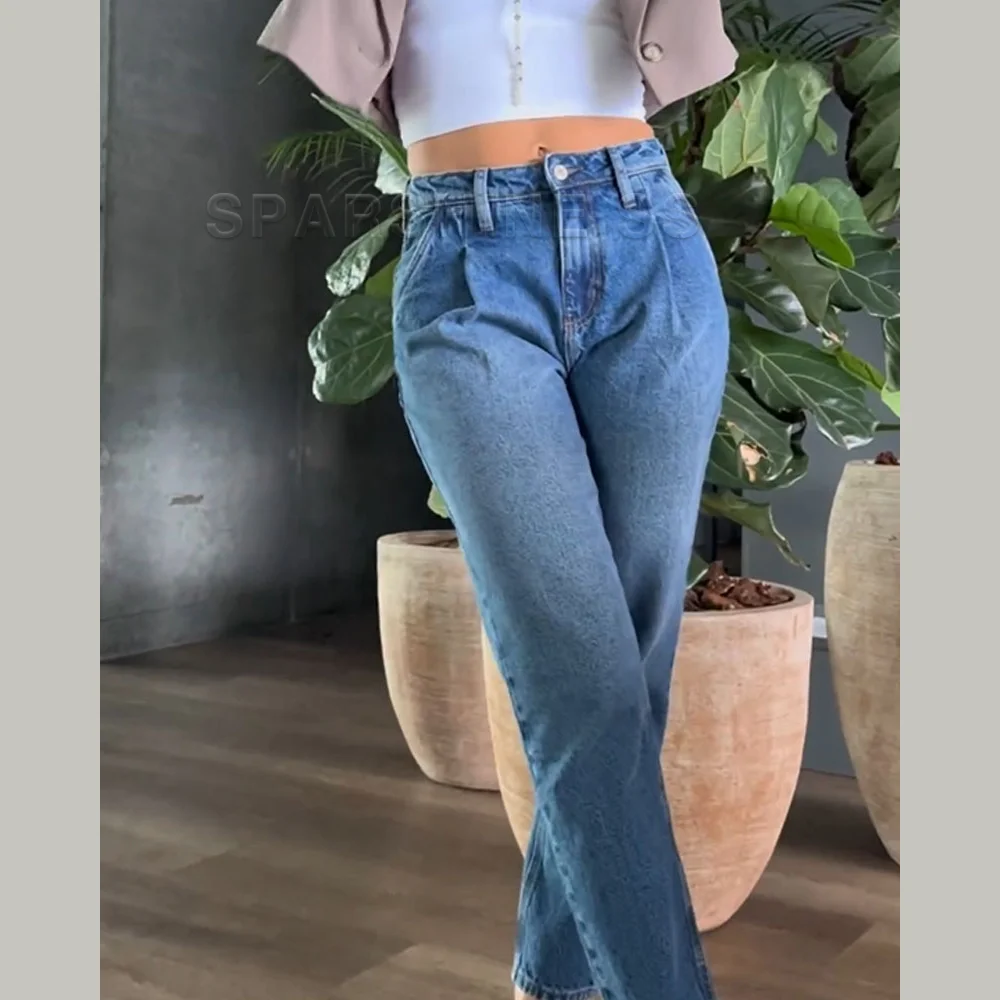 2024 Women Mid Waist Fashion Loose Denim Pants Y2K Baggy Jeans Casual Female Clothing Vintage High Street Trousers Daily wear