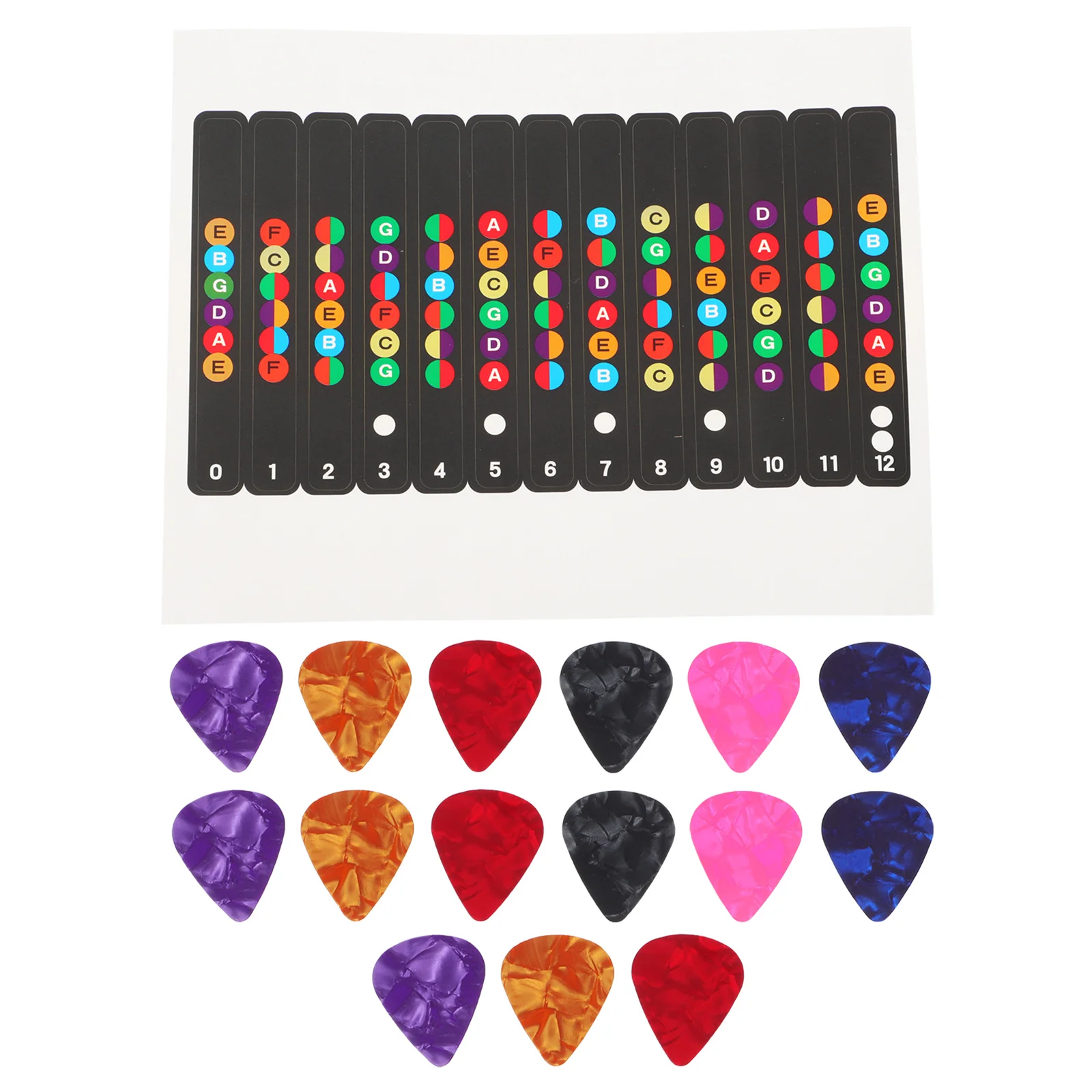 

3 Sets Guitar Sticker Pick Inlay Stickers Chord Finger Board Fingerboard Scale Pvc for