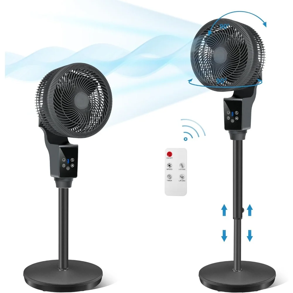 

Oscillating Pedestal Fan, 43.3inch Adjustable Height Standing Fans, 360° Air Circulator Fan,3 Modes, Smart Remote Control