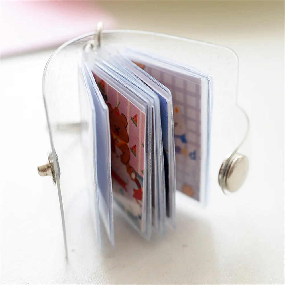 16 Pages Mini Photo Album Keychains Women\'s Small Instant Picture Album Key Chain Pendant ID Photo Interstitial Pocket Keyring