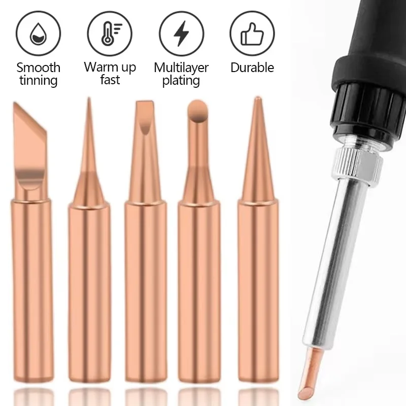 5/10PCS 900M-T I+B+K+3C+2.4D Lead-free Soldering Tip Black Metal Solder Iron Welding Tips Soldering Station Repair Tools