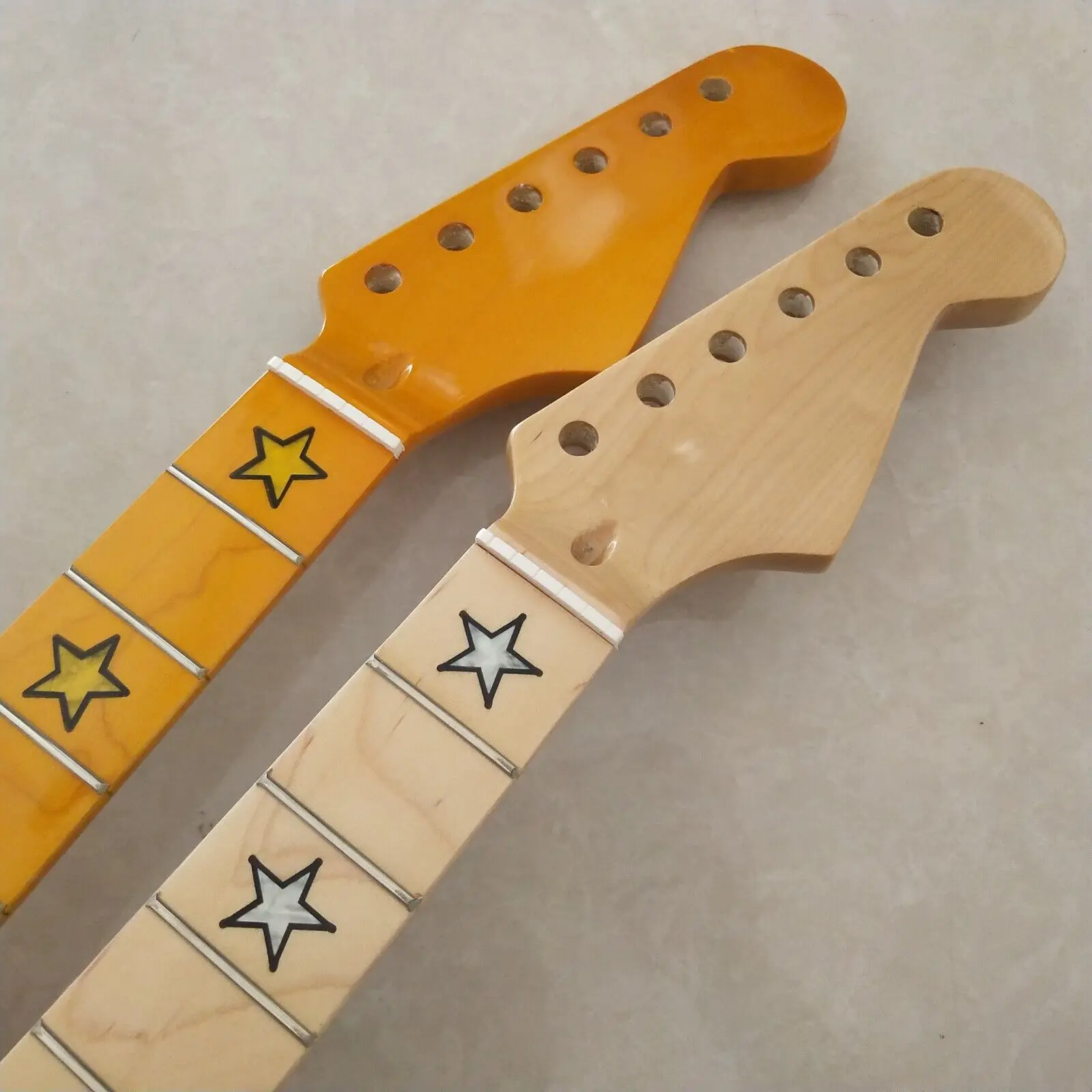 

Replace 2pcs Maple Guitar Neck parts 22 Fret 25.5inch Maple Fretboard Star Inlay