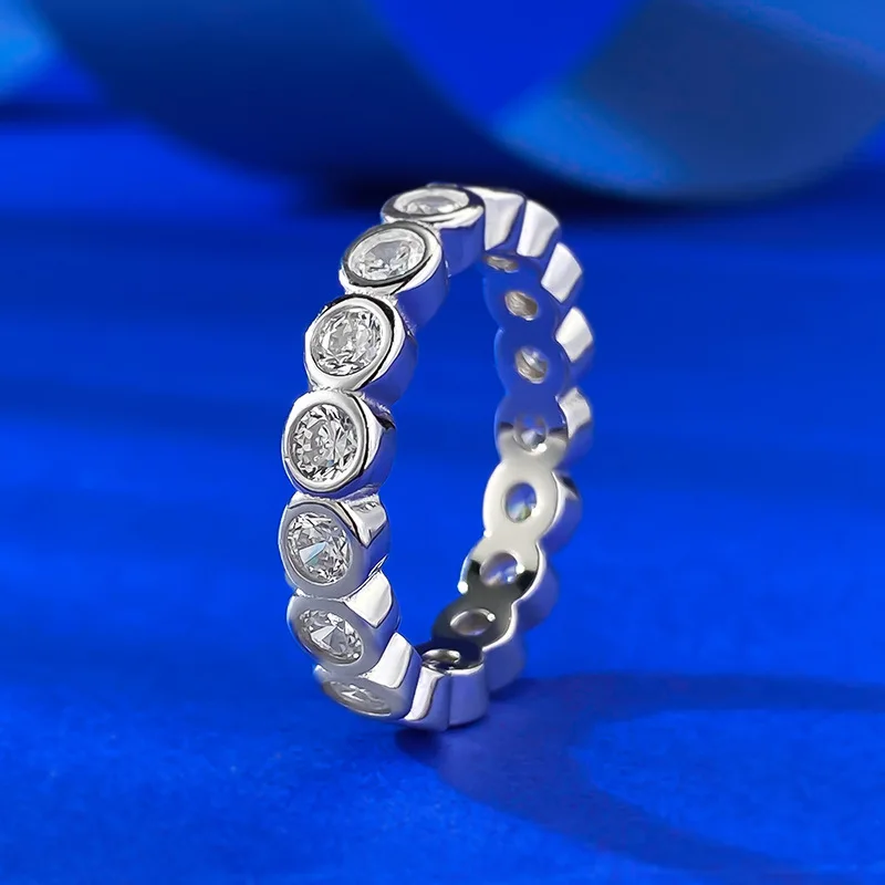 S925 Silver Ring Zircon Inlaid Round Fashion Wholesale Ring Ring Women's Jewelry