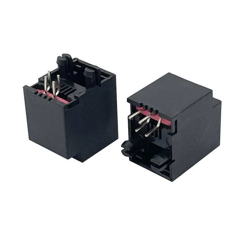 

10PCS 5222 RJ9 Flat-pin Telephone Socket 4P4C All-plastic stepped upright plug base 180-degree DIP connector