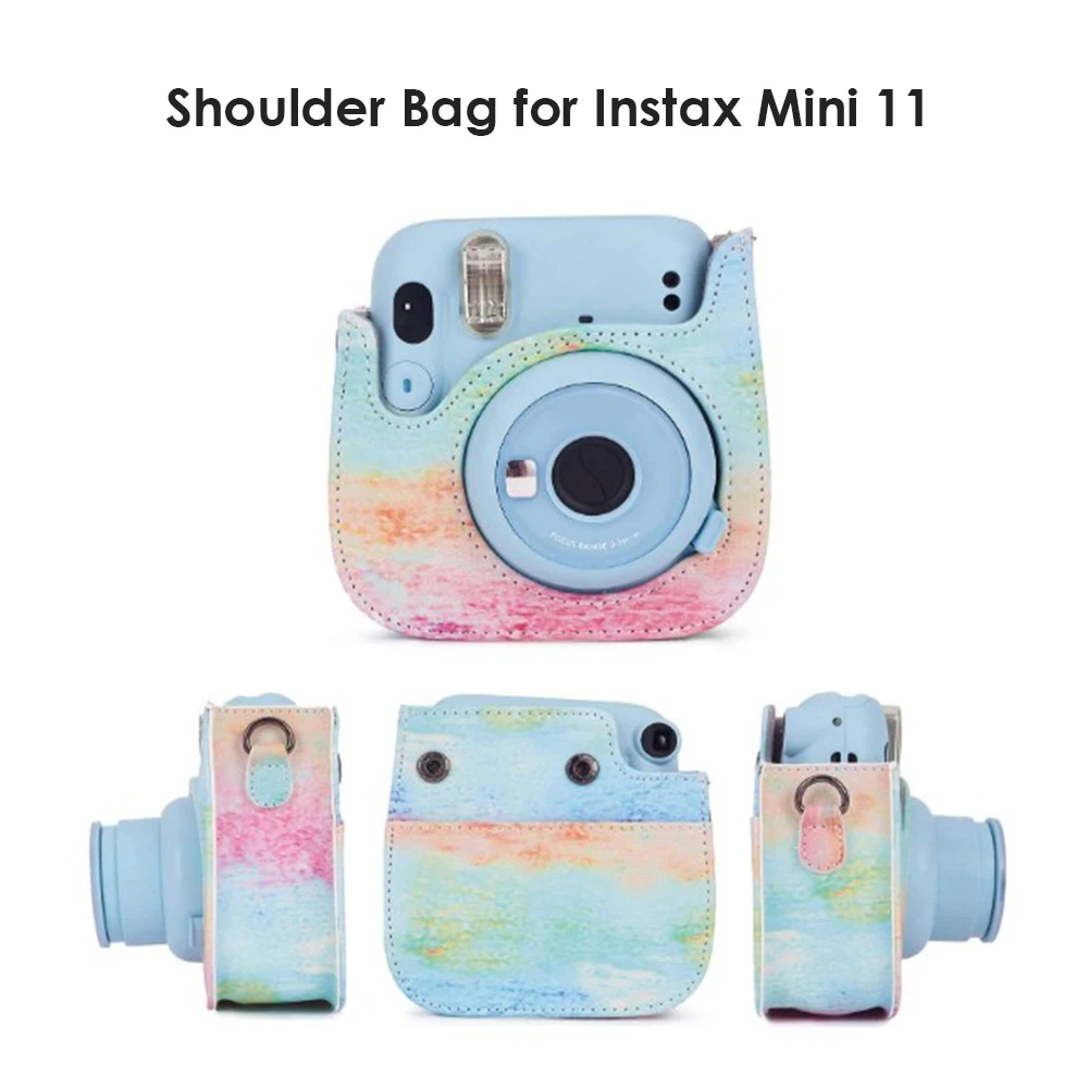 For Fujifilm Instax Mini 11 Instant Film Camera PU Leather Bag Cover Portable Instant Camera Protective Case with Shoulder Strap