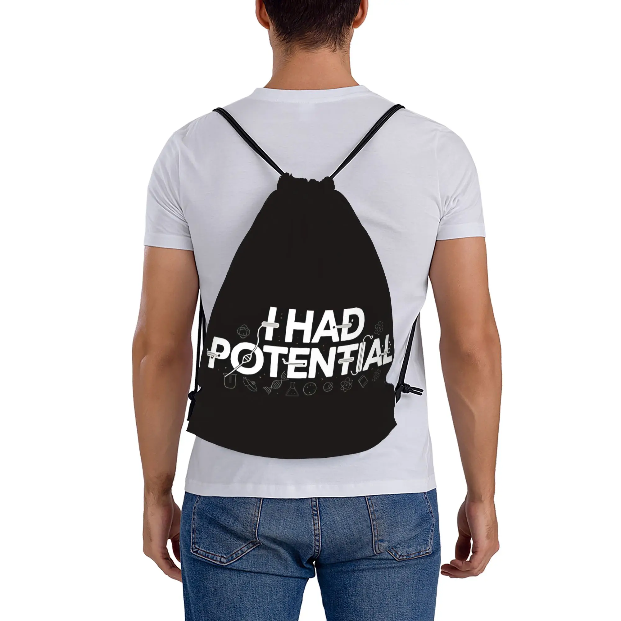 I Had Potential Nerd Humor Physics  Multi-function Pocket Men Women Storage Backpack Teenager Travel Bag Print Drawstring Bags