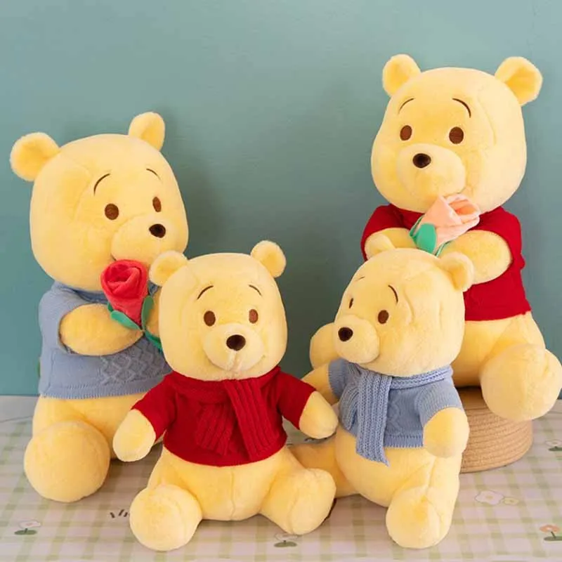 35/50/85cm Disney Plush Toys Scarf Winnie Pooh Flower Kawaii Anime Plushie Dolls Pooh Bear Stuffed Christmas Gift for Children