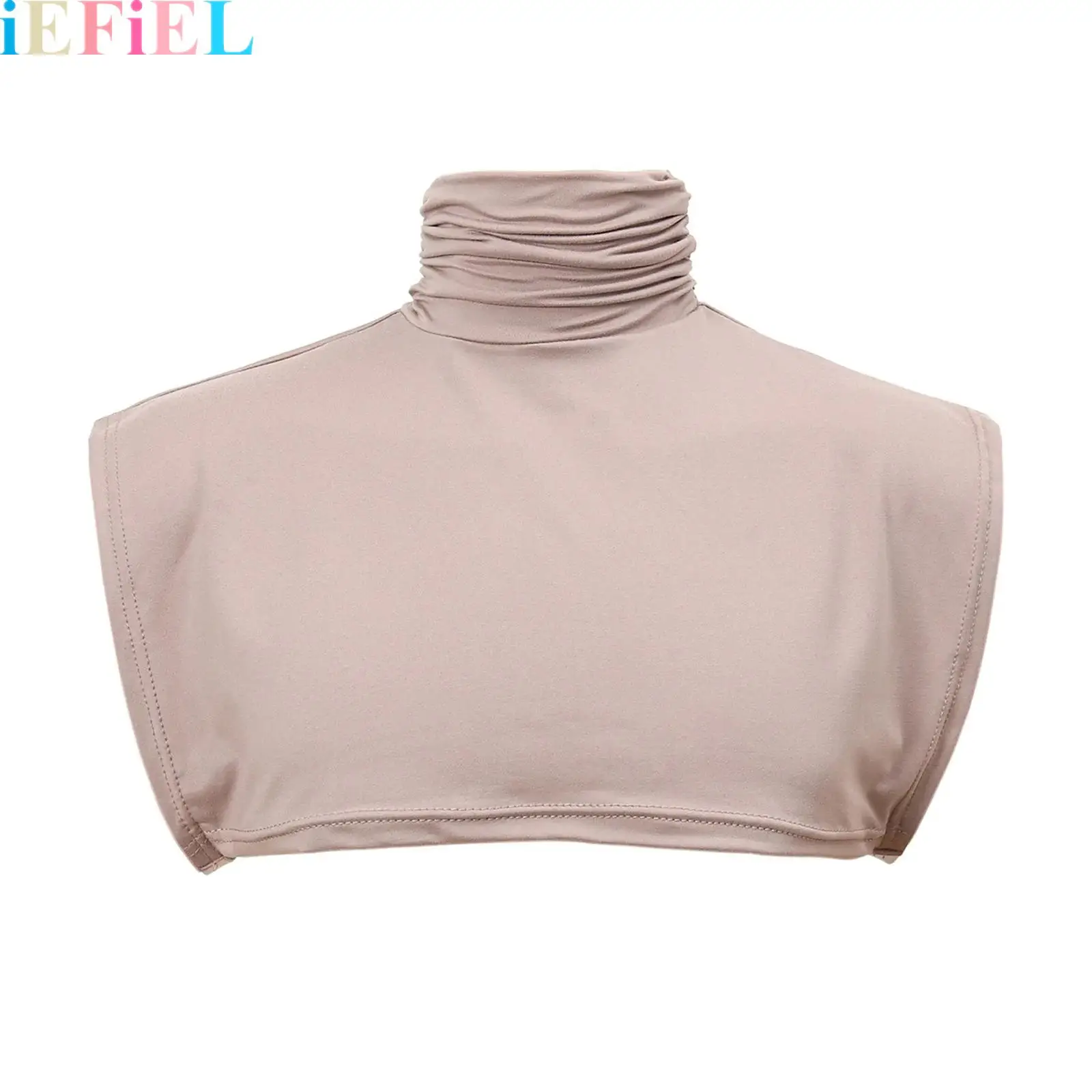 

Solid Color Detachable Turtleneck Fake Collar Ruched Design Unisex Half Blouse Pullover Dickey Faux Collar