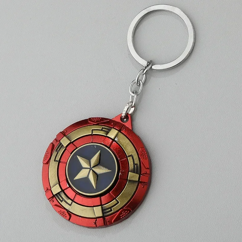 Creative Marvel Series Captain America Shield Keychain Rotating Dripping Shield Avengers Keychain Popular Accessory Pendant