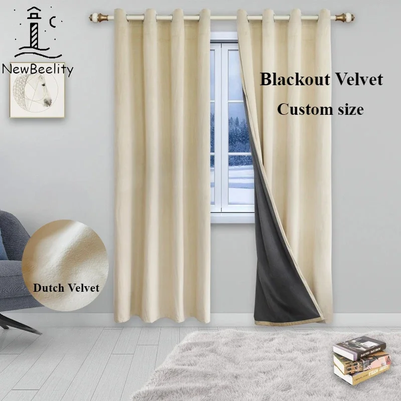 Solid Color Blackout Dutch Velvet Curtain Velvet Window Curtains for Living Room Bedroom Dining Modem Simple Custom Size Decor