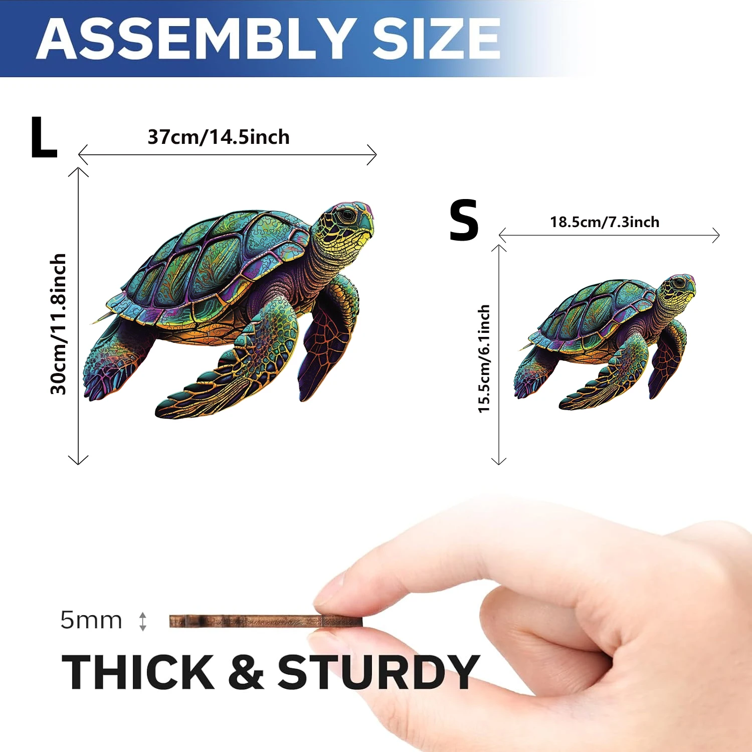Sea Turtle Wooden Puzzle, Unique Shaped Pieces Wooden Jigsaw Puzzles for Adults, Ghristmas Gift Family Game Home Decor