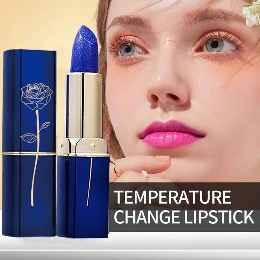 50g Blue Rose Lipstick Temperature Color Changing Lip Lasting Lip Moisturizing Cream Balm Long Make Base U Lipstick Moistur I7Z0