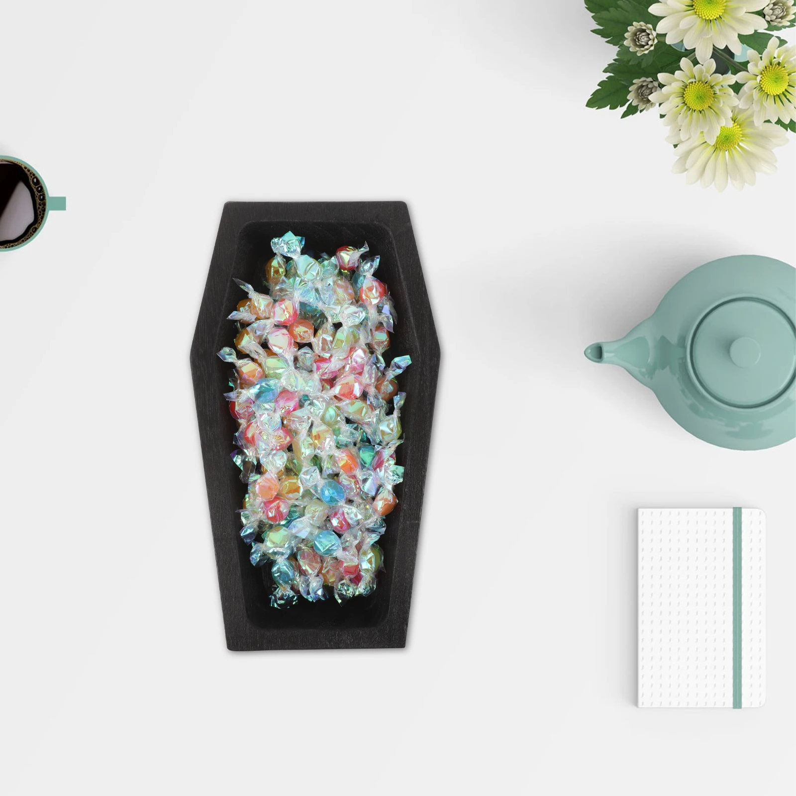 

Halloween Wooden Coffin Shaped Serving Tray Rustic Food Platter for Snacks Fruits Appetizers Holiday Charcuterie Board