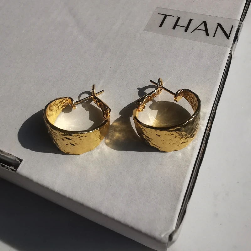 Brass With 18K Retro CC Hoop Earrings Punk Party Gown Runway rare Boucle d'oreille Korean Japan Style Fashion