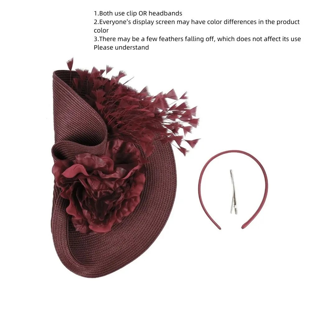 Extravaganter Feder-Fascinator-Hut aus Stroh, handgefertigt, für Teepartys, Kentucky-Hut, Blumen-Kopfschmuck, Damen-Fascinator, Derby-Pillbox-Hut – Detail 2