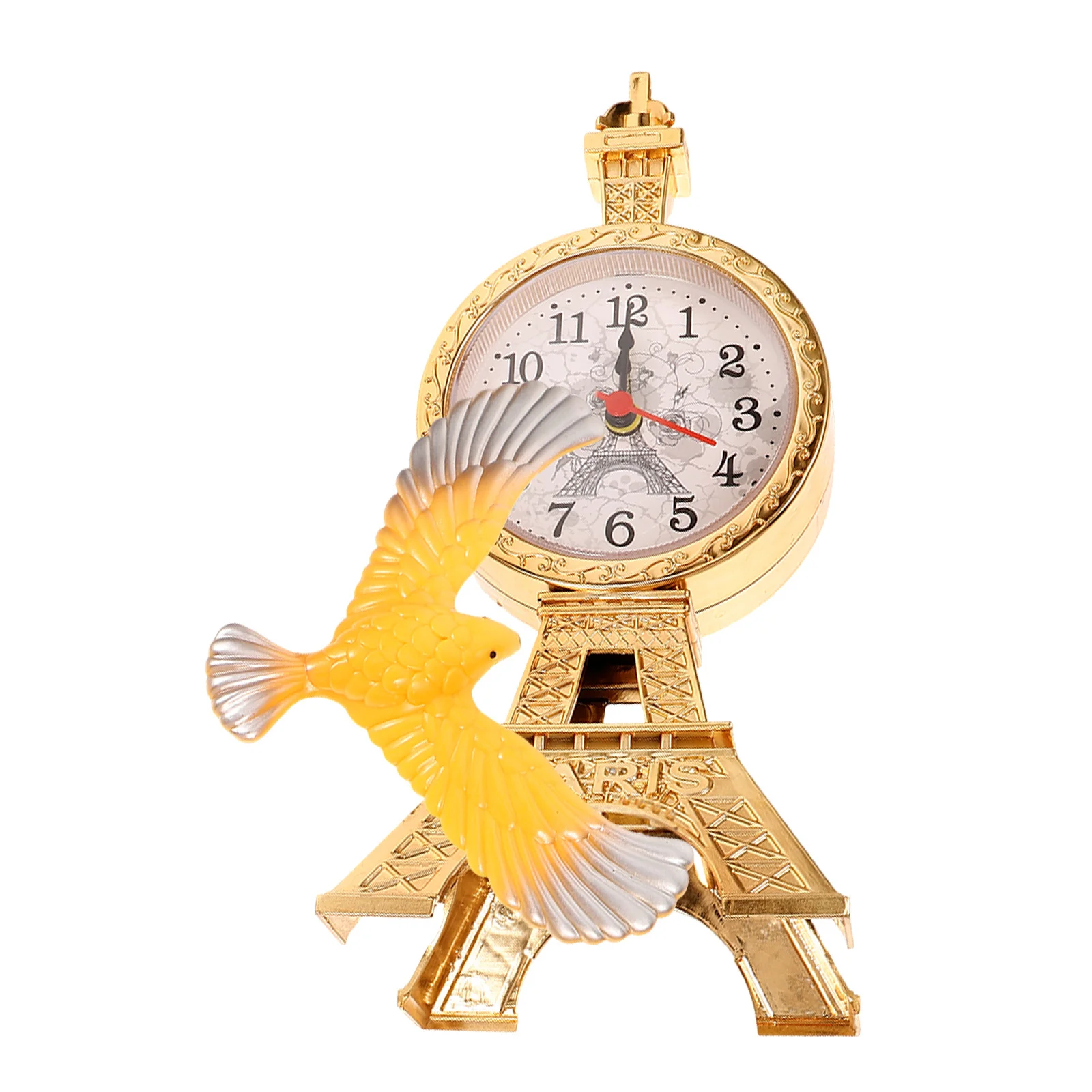 

Vintage Table Clock Eiffel Tower Shaped Alarm Clock For Bedroom Desktop Decorative Home Use Operated Metal