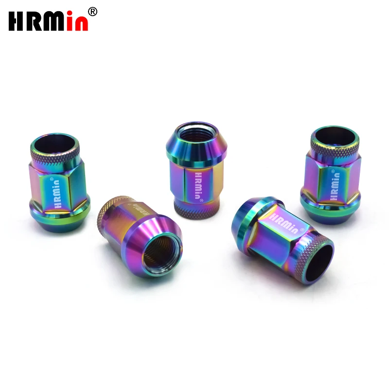 

HRMin Knurled Gr.5 titanium cone seat wheel lug nut titanium nut M14*1.5*35mm for Tesla, Cherokee,Jaguar,VW,AUDI, Mercedes Benz