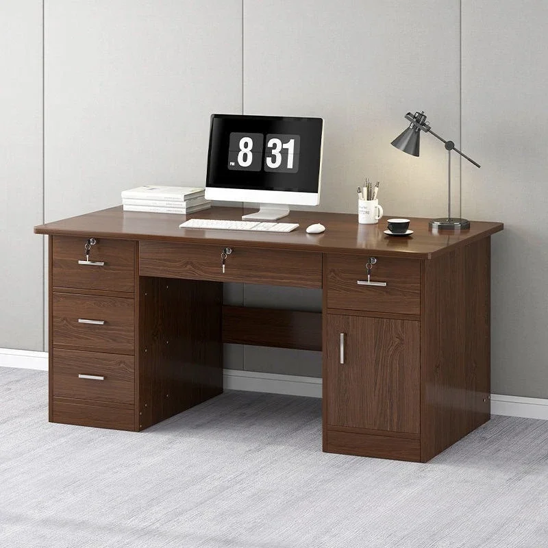# Modern Wooden Computer Desk with Multi-Tier Storage Shelves Bookshelf Modern Office Desk for Home Study or Bedroom Study Desk