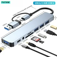 8 in 1 USB C Hub USB Splitter USB Extender with 4 USB Port 1 USBC Port TF/SD Card Reader Audio Output Compatible with MacBook
