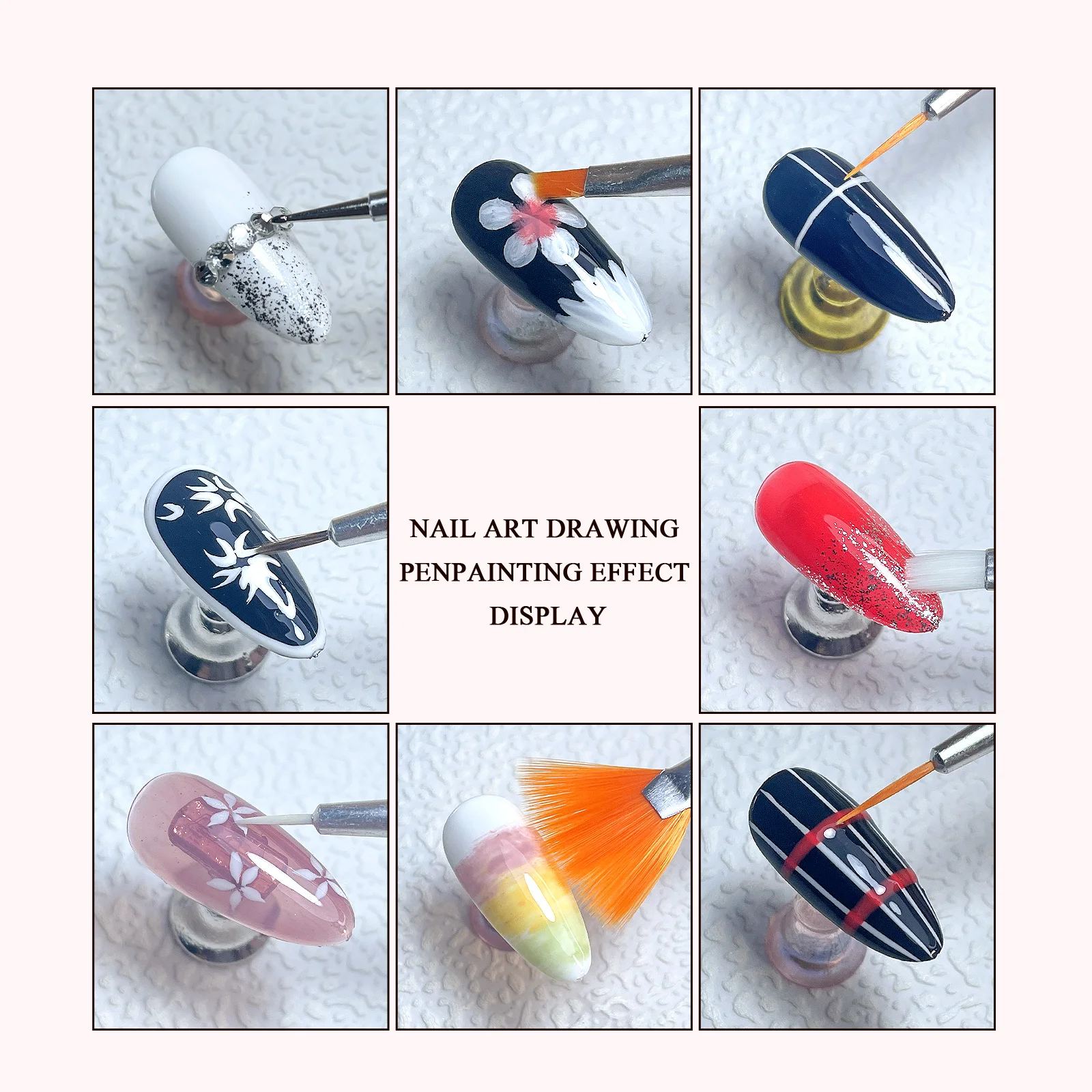 Nail Art Palette Brush Design Tip Painting Drawing Display Carving Dotting Pen Acrylic Gel UV Polish DIY Manicure Set Tools