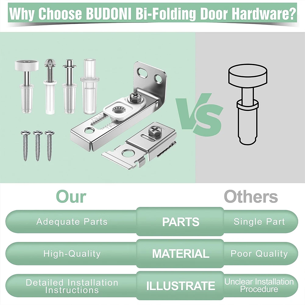 2 Stuks Bifold Deur Hardware Reparatieset Inclusief Top & Trapas Bifold Kastdeur Hardware Kit Schuifdeuren Schuur deur Hardware Kit