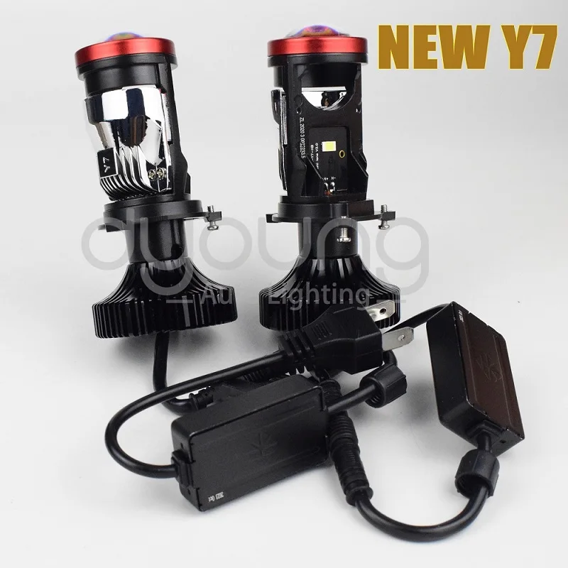 30000LM Y7 Y7D H4 LED Headlights Car H4 Mini Projector Lens 6000k High Low Beam Turbo Fan Auto LED Car Lights 12V 24V LHD RHD