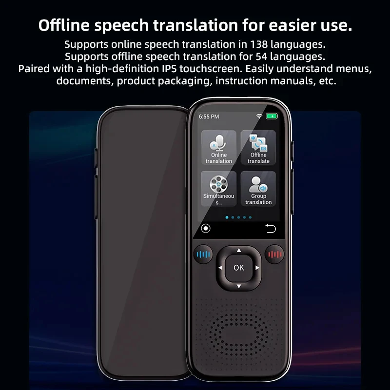 142 Languages Translator Device Multi-country Intelligent Voice Translation Online Offline German Korean Portuguese Arabic Dutch