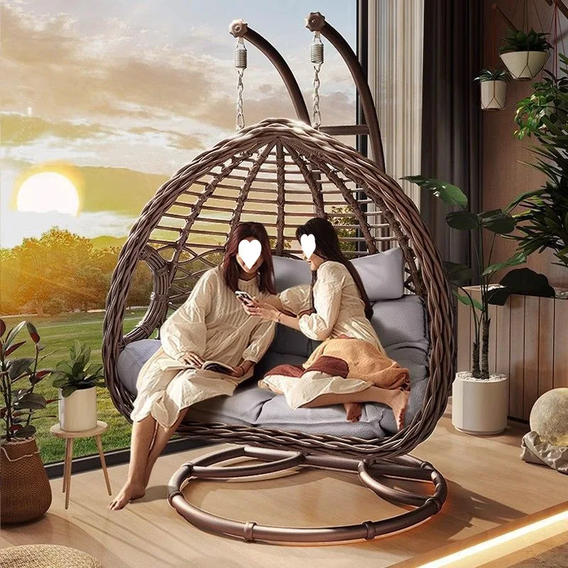 Casa de balanço exterior de jardim, cadeira de balanço com cesta suspensa dupla interna