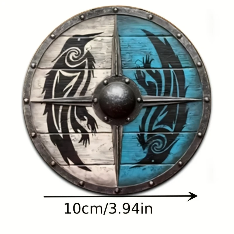 2D Flat, 6 Pcs Wooden Coasters Viking Warrior Shield Pattern Theme Desktop Heat Mats Home Decor Coffee Mug Coasters For Office - view 5