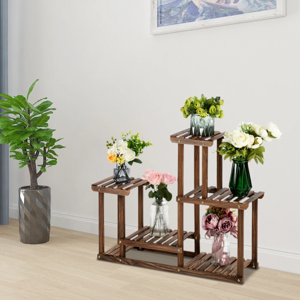 Wooden Plant Stand Multi-Tiered Display Shelves for Indoor Plants and Flowers