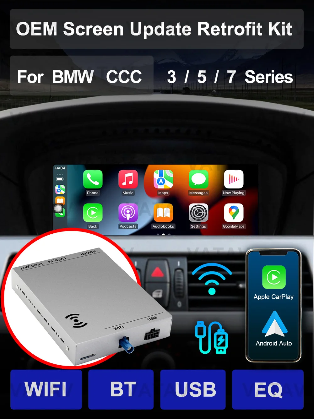 

For BMW MINI CCC CIC NBT EVO BLS 1 2 3 4 5 7 Series F25 26 E60 70 G01 05 OEM Screen Update CarPlay Android Auto Retrofit Kit box