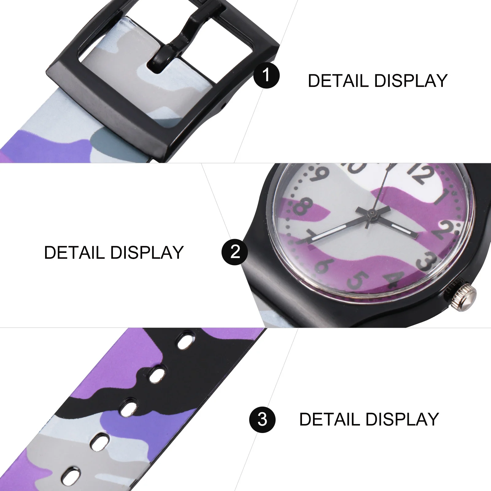 

1Pcs Cartoon Camouflage Watch for Kids Lovely PVC Waterproof Design Large Numbers Easy Read Time Fashion Children Wristwatch