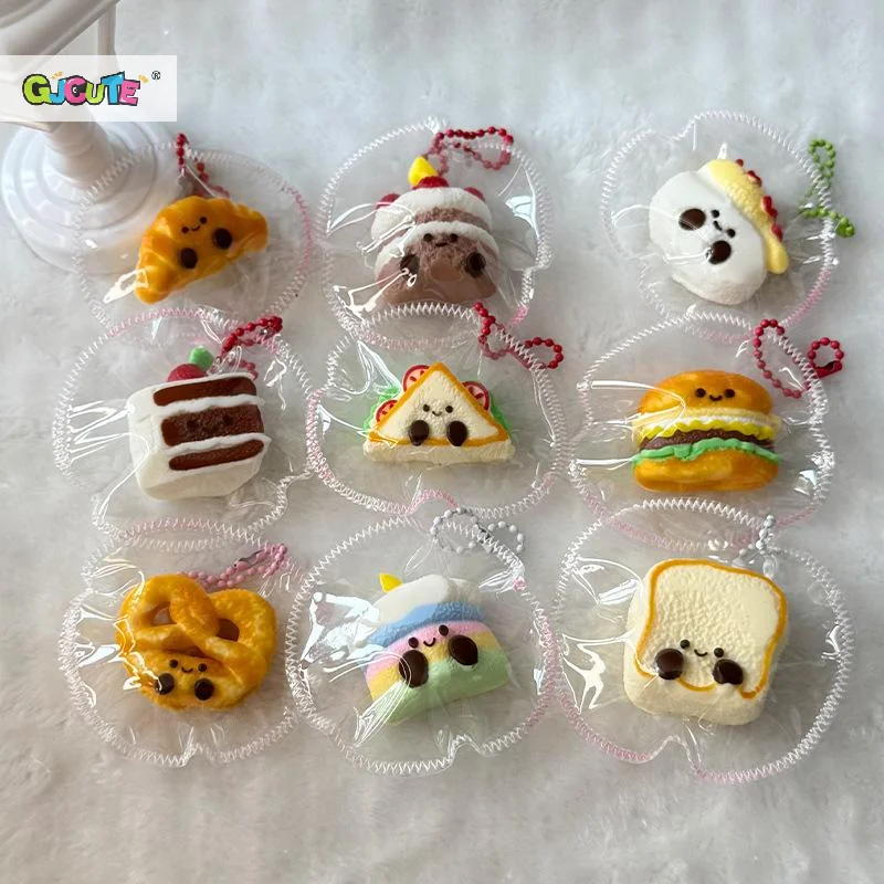 Cute Simulation Toast Bread Squeeze Toy Cartoon Silicone Stress Relief Toy Fun Mini Decompression Slow Rebound Toys Gifts