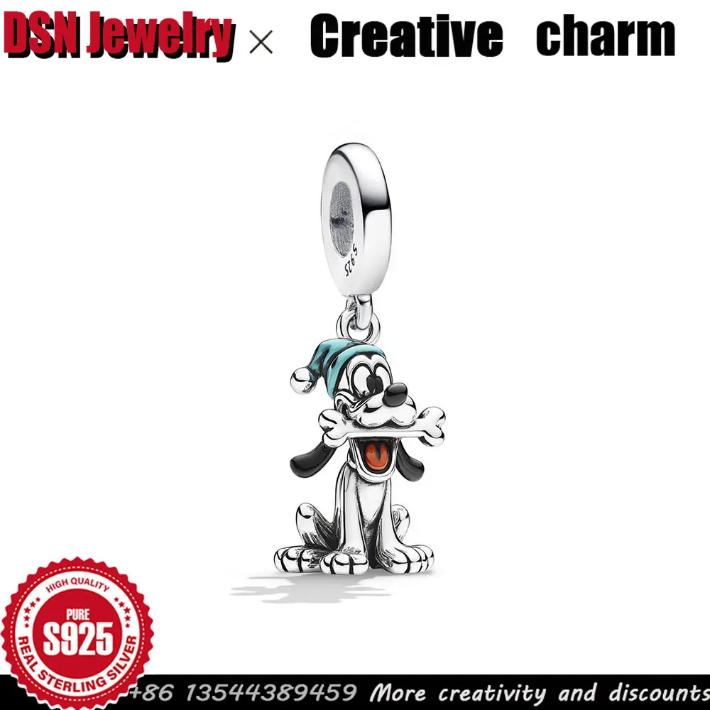 

DSN настраиваемый кулон из стерлингового серебра 925 пробы в стиле Диснея Плутон Шарм для домашних животных, собак, рождественские оригинальные бусины «сделай сам», ювелирные аксессуары