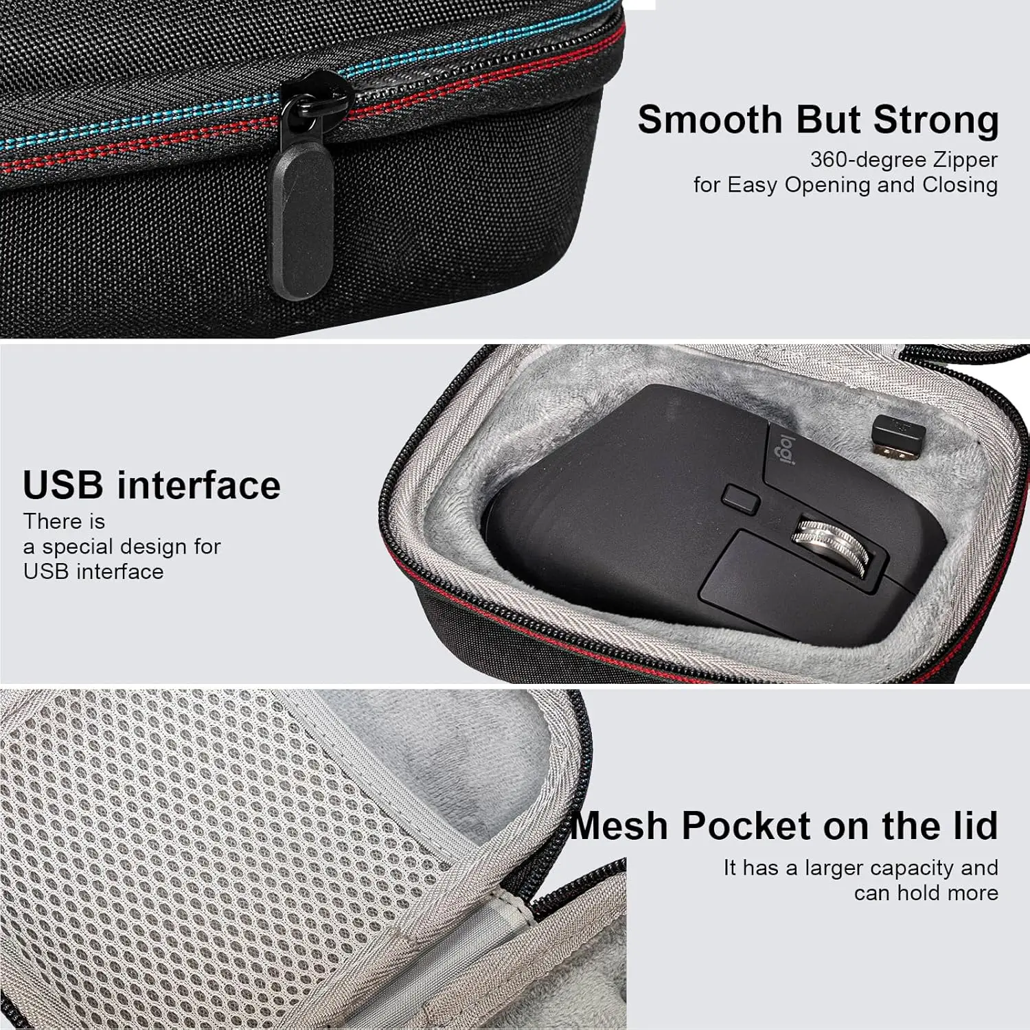 Zopreore rígido eva caixa de viagem ao ar livre saco armazenamento caso para logitech mx master 3s/master 3/mx master 2s avançado mouse sem fio