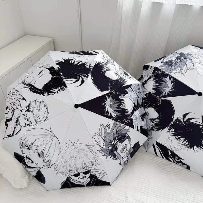 

Jujutsu Kaisen Anime Umbrella Satoru Gojo Geto Suguru 3-Fold Auto-Opening Double Use Sun Rain Protection Figure Toy