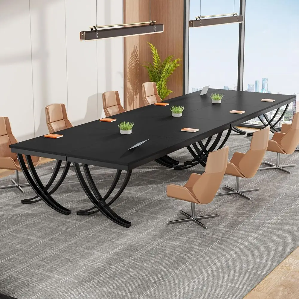 

Sturdy 78 Metal Framed Rectangular Conference Table for 6-8 People, Ideal for Boardroom Meetings (Set of 4, Black)