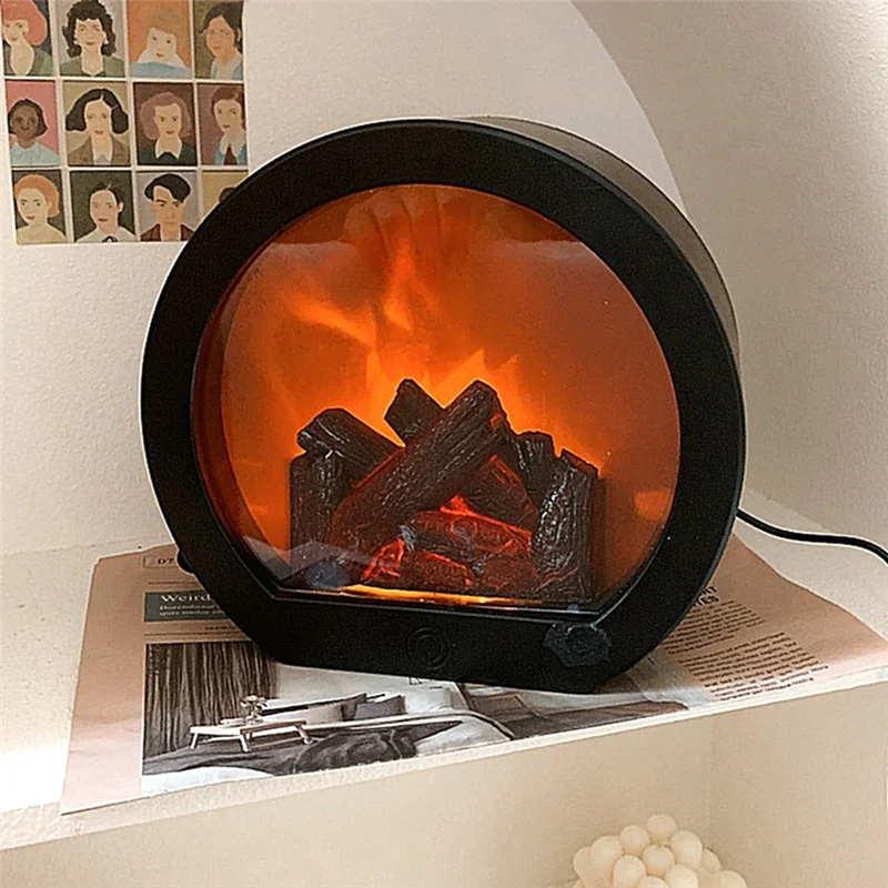 

Simulated Flame Lamp Night Lamp Retro Atmosphere Decoration Fireplace Lamp European Style Ornaments-AT36