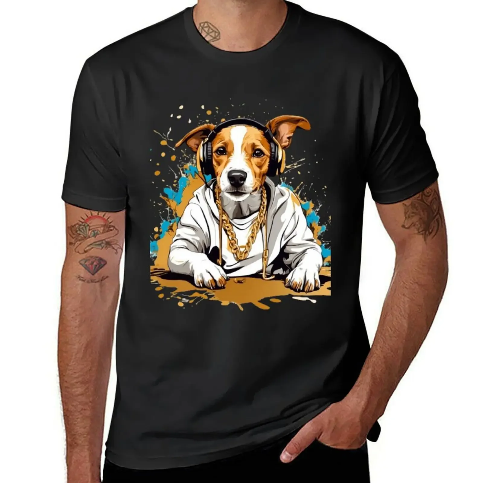 Jack Russells terrier style ipod, techniques vector splatter T-Shirt customs blacks mens cotton t shirts